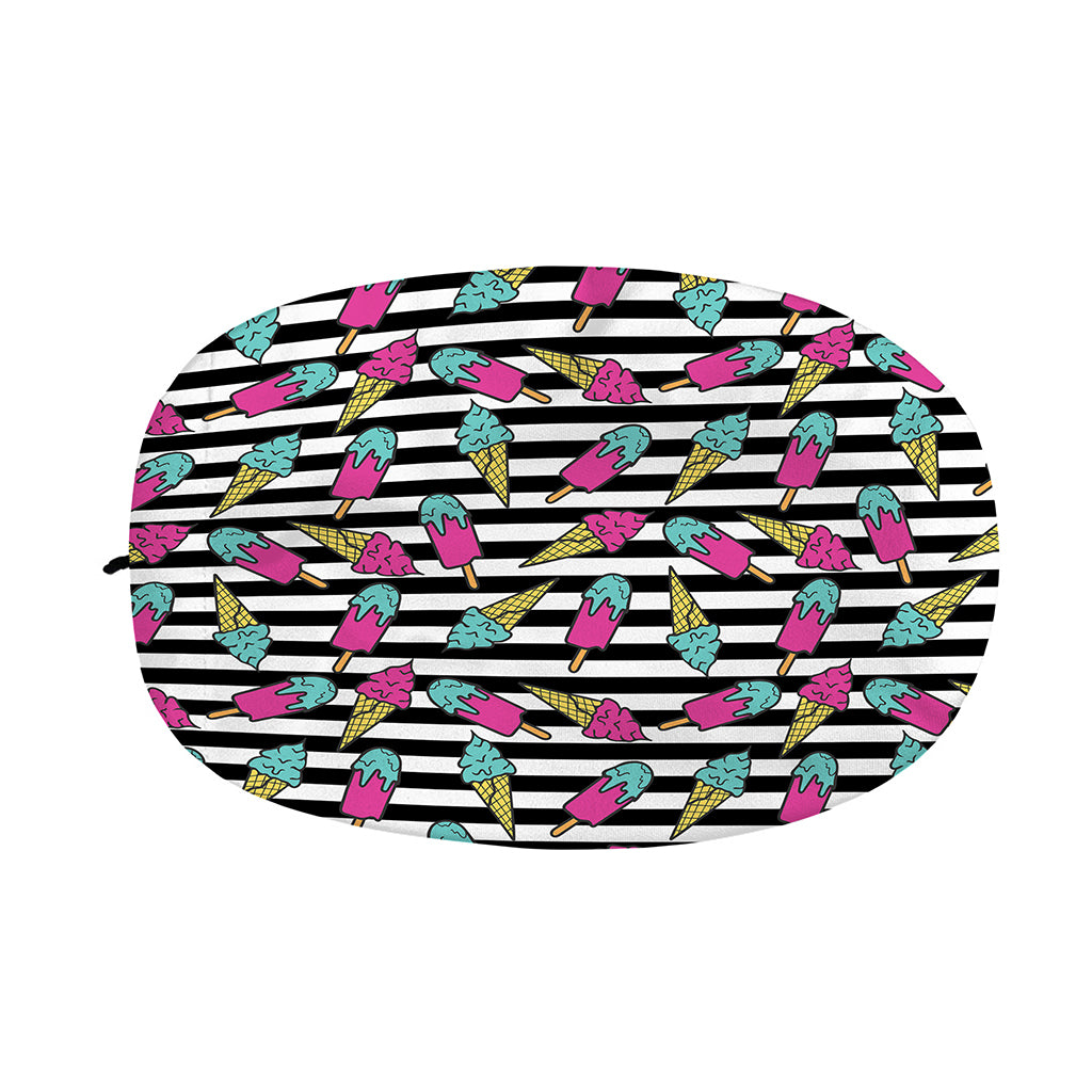 Black Striped Ice Cream Pattern Print Car Side Mirror Covers