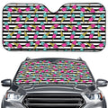 Black Striped Ice Cream Pattern Print Car Windshield Sun Shade