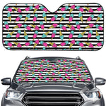 Black Striped Ice Cream Pattern Print Car Windshield Sun Shade