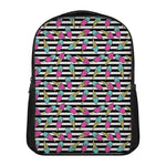 Black Striped Ice Cream Pattern Print Casual Backpack