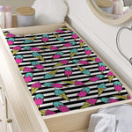 Black Striped Ice Cream Pattern Print Changing Pad Cover
