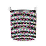 Black Striped Ice Cream Pattern Print Collapsible Laundry Basket