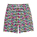 Black Striped Ice Cream Pattern Print Cotton Shorts