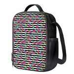 Black Striped Ice Cream Pattern Print Crossbody Lunch Bag