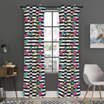 Black Striped Ice Cream Pattern Print Curtain