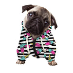 Black Striped Ice Cream Pattern Print Dog Zip Up Hoodie