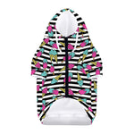 Black Striped Ice Cream Pattern Print Dog Zip Up Hoodie