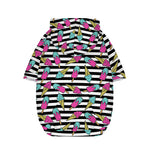 Black Striped Ice Cream Pattern Print Dog Zip Up Hoodie
