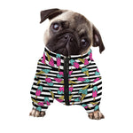 Black Striped Ice Cream Pattern Print Dog Zip Up Jacket