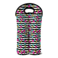 Black Striped Ice Cream Pattern Print Double Neoprene Wine Tote