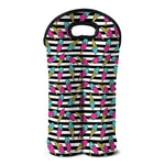 Black Striped Ice Cream Pattern Print Double Neoprene Wine Tote