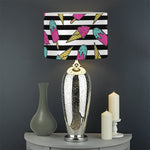 Black Striped Ice Cream Pattern Print Drum Lamp Shade