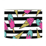 Black Striped Ice Cream Pattern Print Drum Lamp Shade
