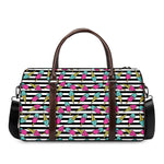 Black Striped Ice Cream Pattern Print Duffle Bag