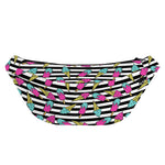 Black Striped Ice Cream Pattern Print Fanny Pack