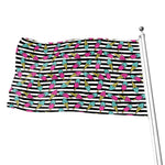 Black Striped Ice Cream Pattern Print Flag