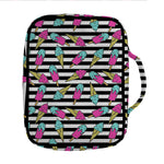 Black Striped Ice Cream Pattern Print Front Pocket Bible Bag