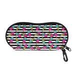 Black Striped Ice Cream Pattern Print Glasses Case