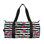 Black Striped Ice Cream Pattern Print Gym Bag