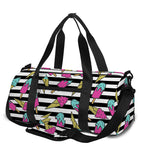 Black Striped Ice Cream Pattern Print Gym Bag