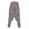 Black Striped Ice Cream Pattern Print Hammer Pants