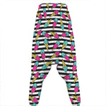 Black Striped Ice Cream Pattern Print Hammer Pants