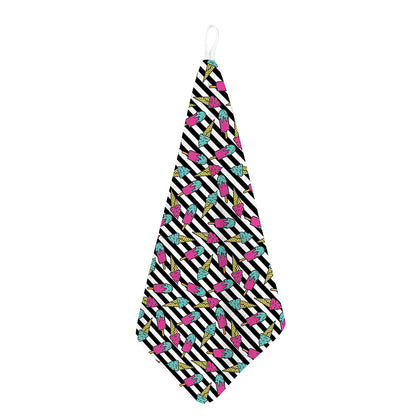 Black Striped Ice Cream Pattern Print Hand Towel