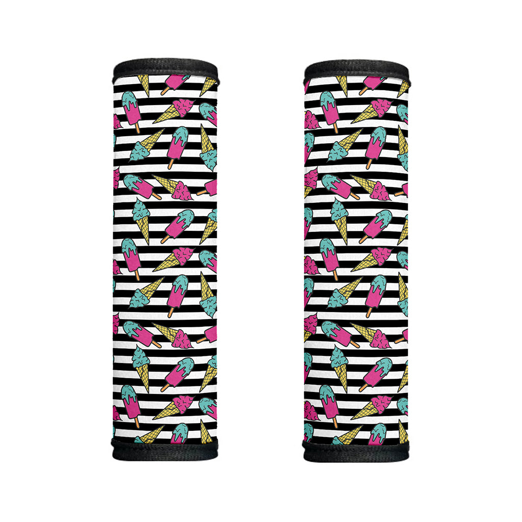 Black Striped Ice Cream Pattern Print Handle Covers