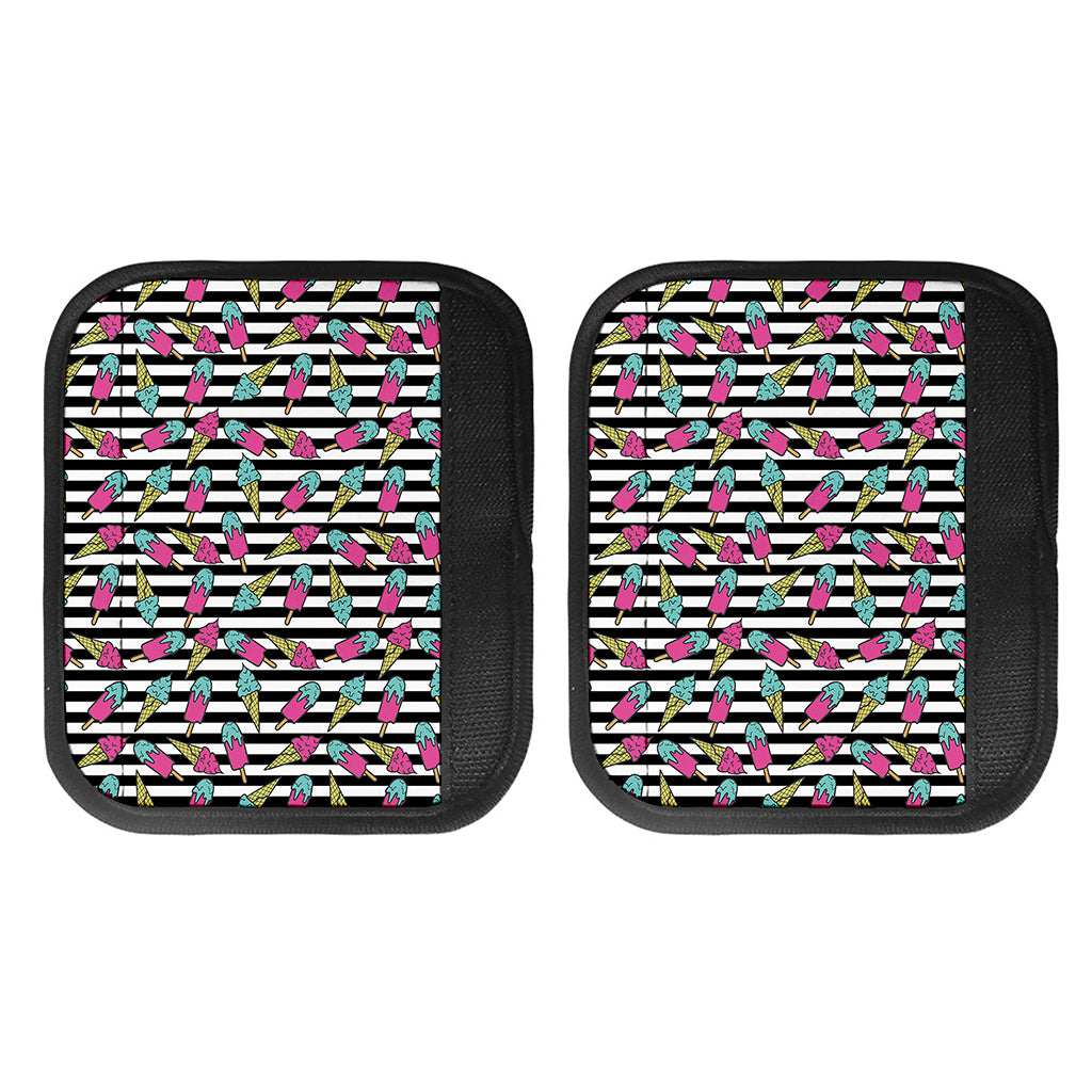 Black Striped Ice Cream Pattern Print Handle Covers