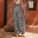 Black Striped Ice Cream Pattern Print Harem Pants