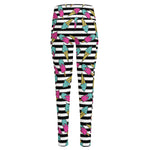 Black Striped Ice Cream Pattern Print High-Waisted Pocket Leggings