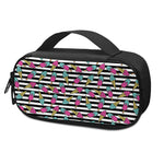 Black Striped Ice Cream Pattern Print Insulin Cooler Travel Case