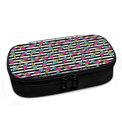 Black Striped Ice Cream Pattern Print Insulin Cooler Travel Case