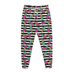Black Striped Ice Cream Pattern Print Jogger Pants