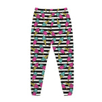 Black Striped Ice Cream Pattern Print Jogger Pants