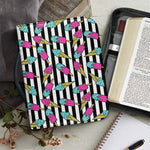Black Striped Ice Cream Pattern Print Leather Bible Cover