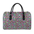 Black Striped Ice Cream Pattern Print Leather Duffel Bag