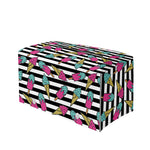Black Striped Ice Cream Pattern Print Leather Tissue Box Cover