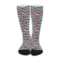 Black Striped Ice Cream Pattern Print Long Socks