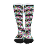 Black Striped Ice Cream Pattern Print Long Socks