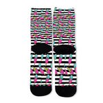 Black Striped Ice Cream Pattern Print Long Socks