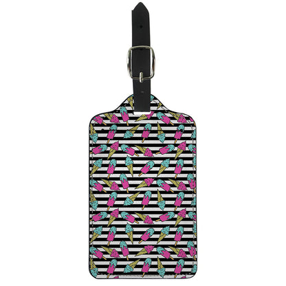 Black Striped Ice Cream Pattern Print Luggage Tag
