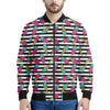 Black Striped Ice Cream Pattern Print Men's Bomber Jacket