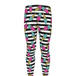 Black Striped Ice Cream Pattern Print Men's leggings