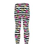 Black Striped Ice Cream Pattern Print Men's leggings