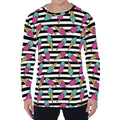 Black Striped Ice Cream Pattern Print Men's Long Sleeve T-Shirt