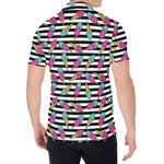 Black Striped Ice Cream Pattern Print Men's Shirt