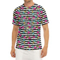 Black Striped Ice Cream Pattern Print Men's Short Sleeve Rash Guard