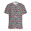 Black Striped Ice Cream Pattern Print Men's Athletic T-Shirt