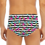 Black Striped Ice Cream Pattern Print Men's Triangle Swim Briefs